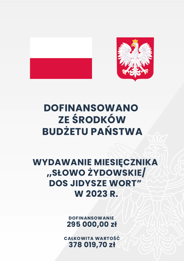 Wydawanie miesięcznika „Słowo Żydowskie/Dos Jidysze Wort” w 2023 r.