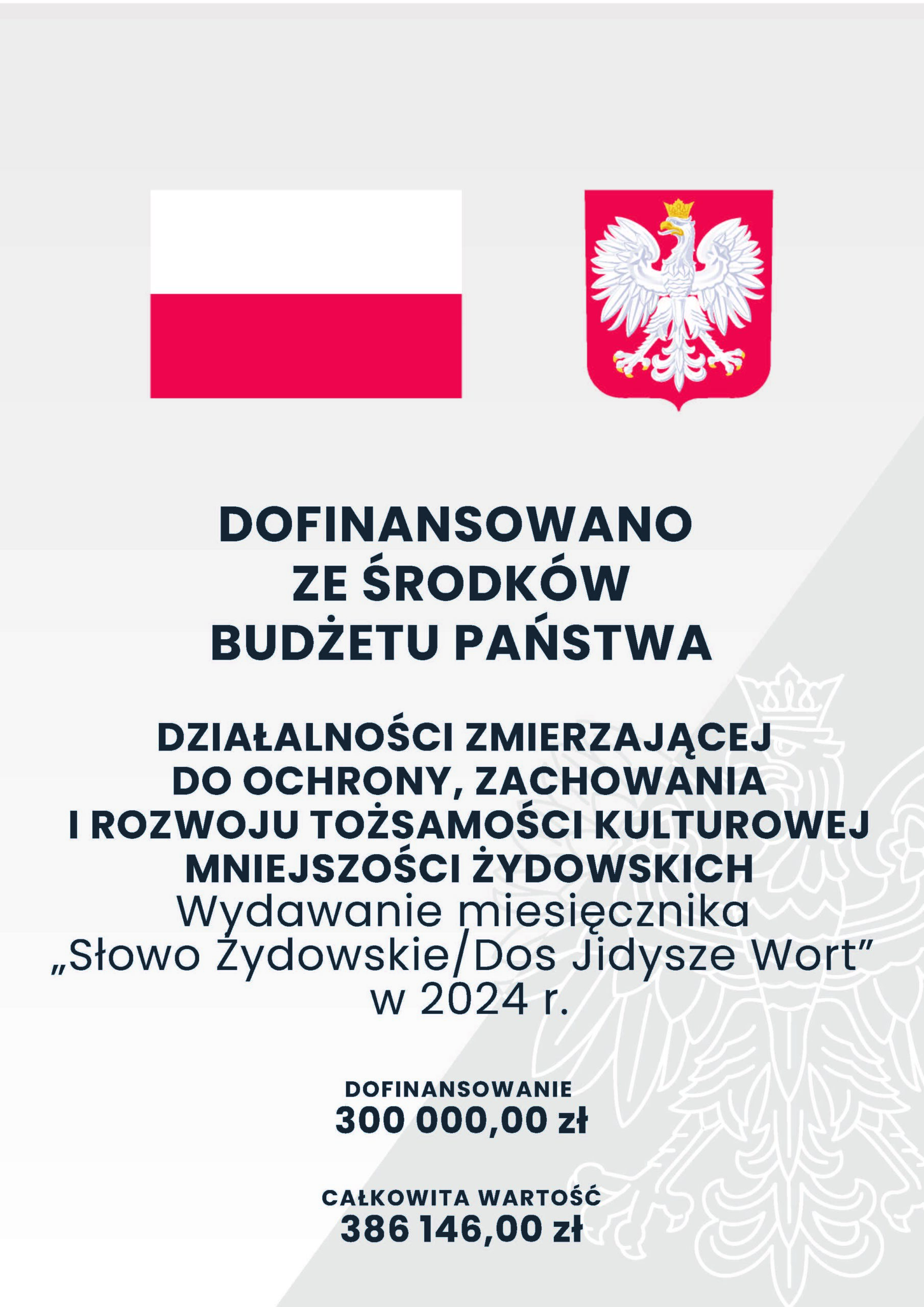 Wydawanie miesięcznika „Słowo Żydowskie/Dos Jidysze Wort” w 2024 r.